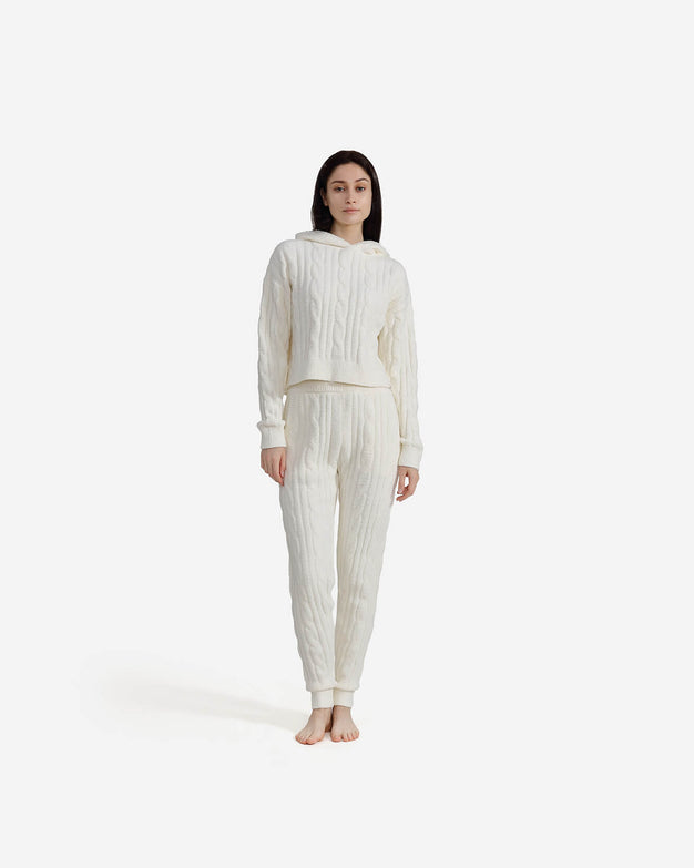 Snug Lite Braided Cropped Hoodie Off White 