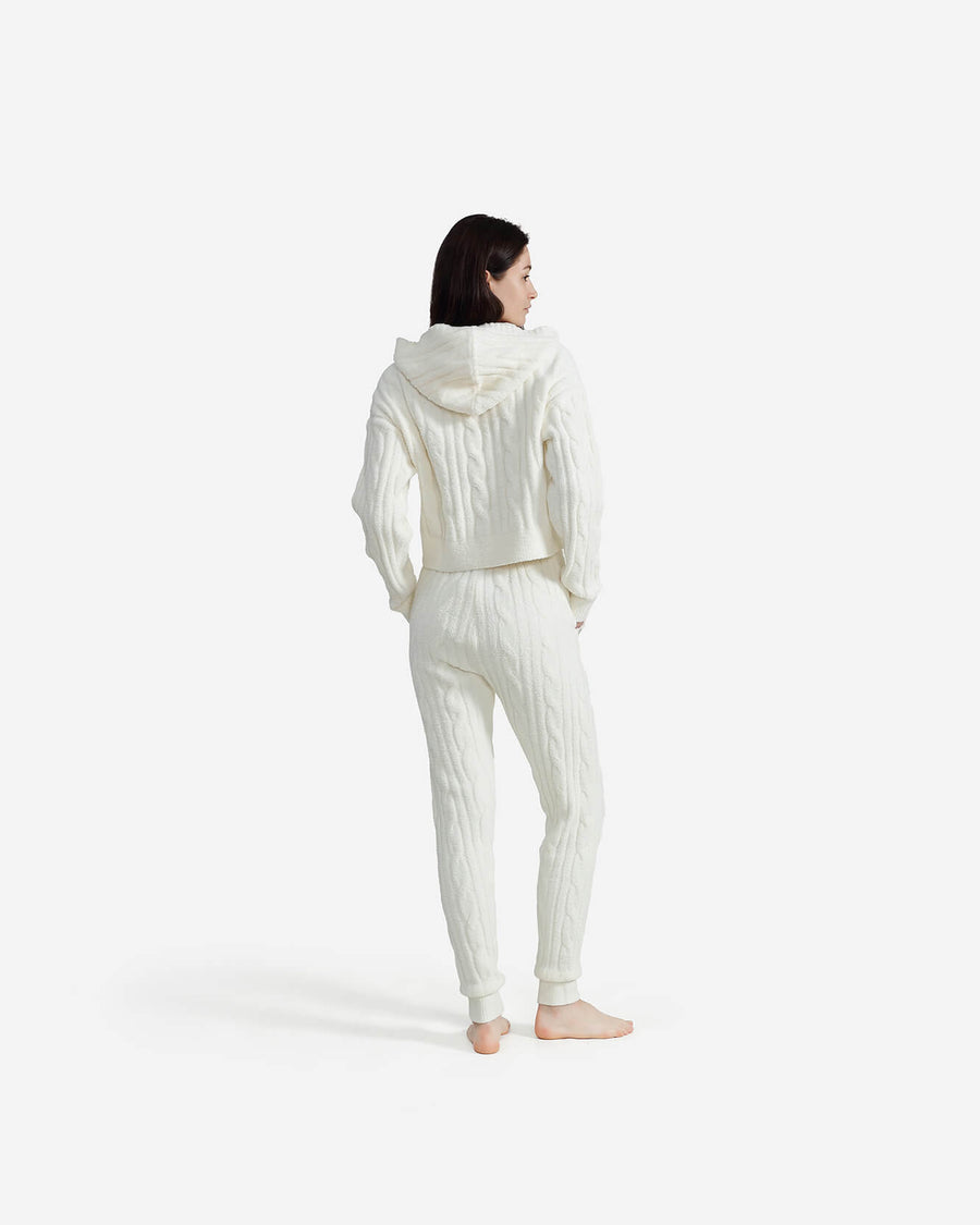 Snug Lite Braided Cropped Hoodie Off White