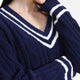 Sunday Citizen Snug Lite Braided V-Neck_ Marine Blue