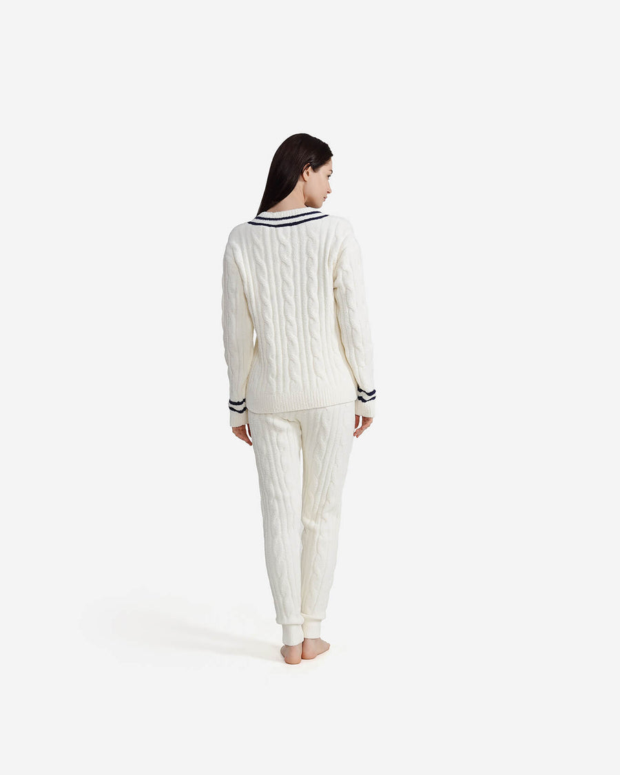 Sunday Citizen Snug Lite Braided V-Neck_ Off White 
