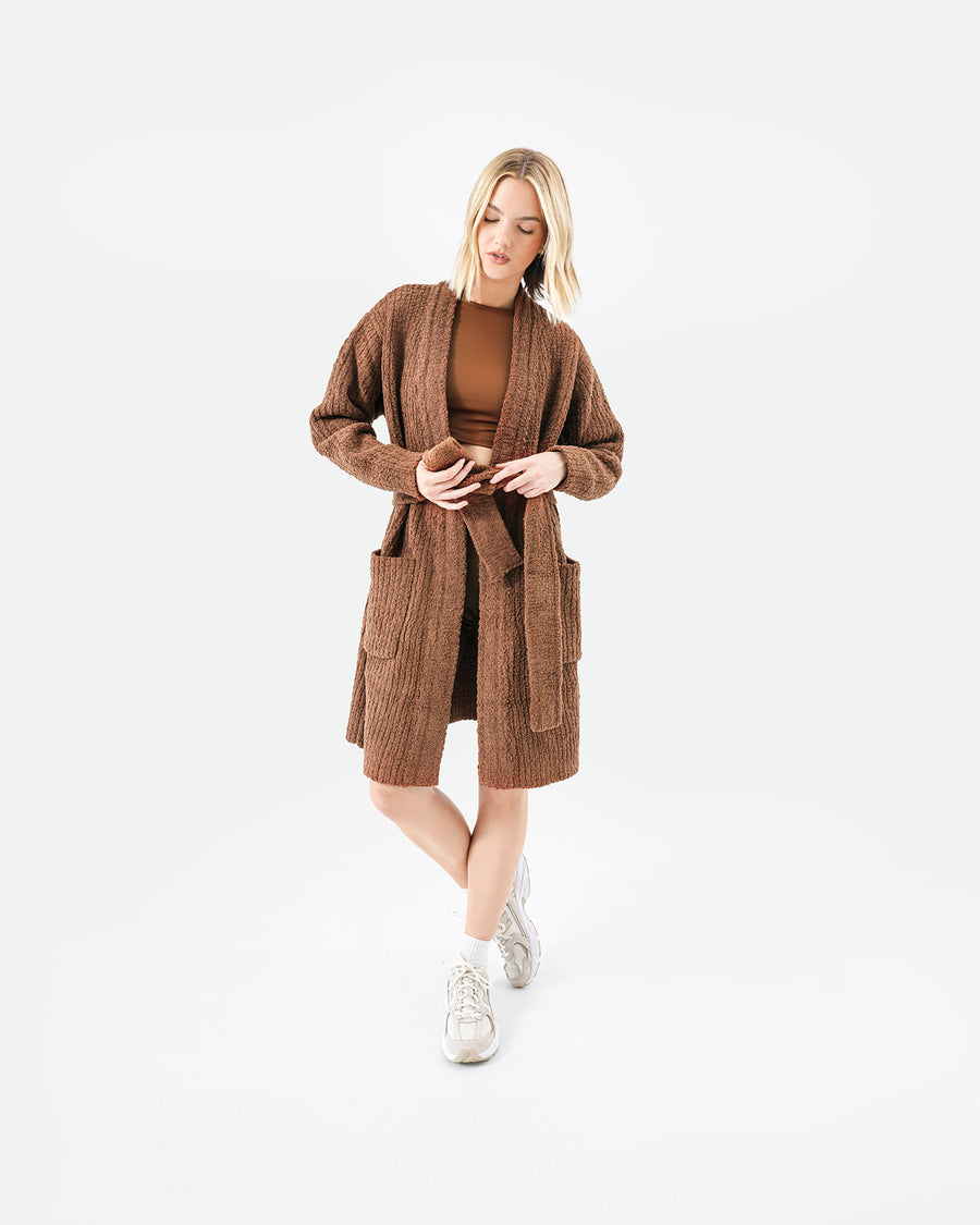 Snug Ribbed Cardigan Chestnut