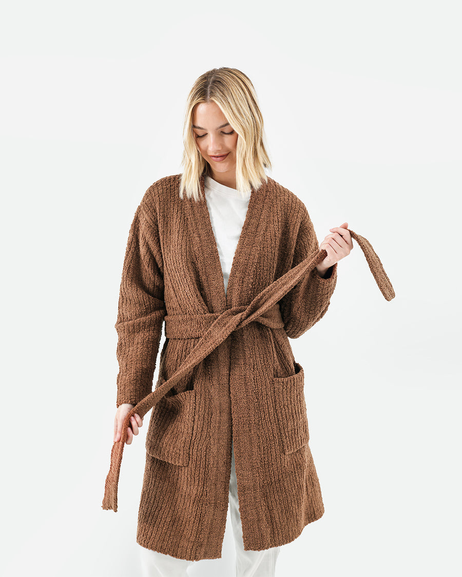 Snug Ribbed Cardigan Chestnut