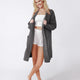 Snug Ribbed Cardigan Granite