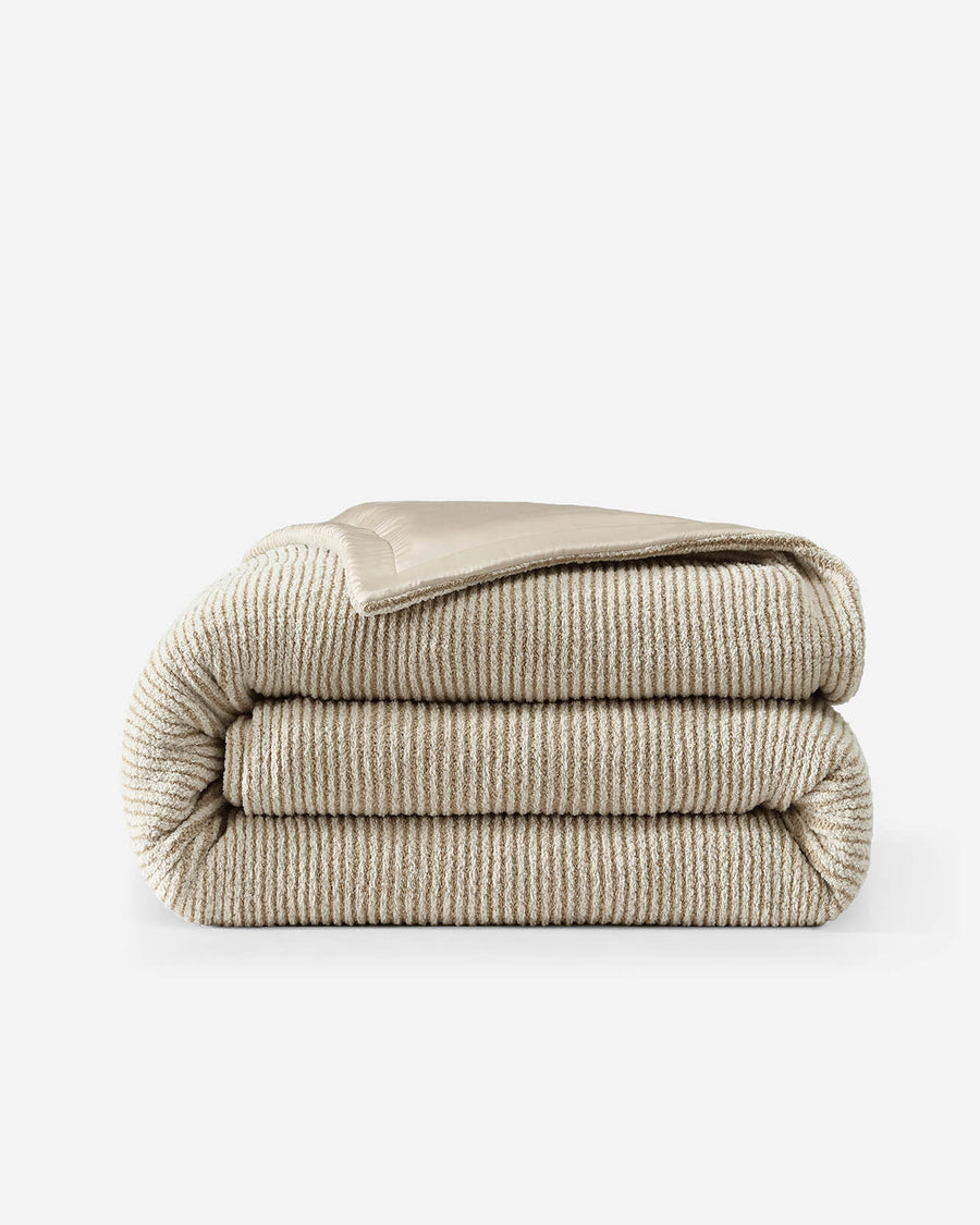 Two-Tone Snug Ribbed Bamboo Duvet Cover Biscotti - Sahara Tan