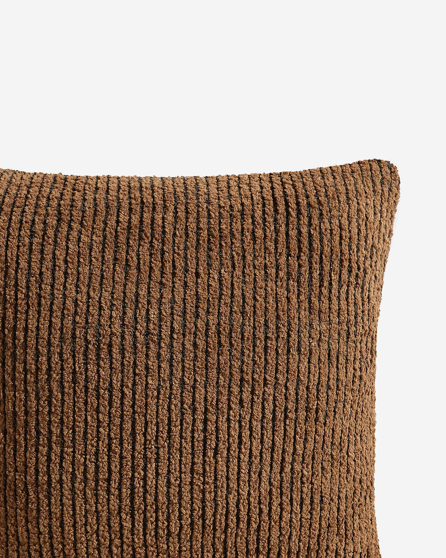 Two-Tone Ribbed Throw Pillow Chestnut - Mocha