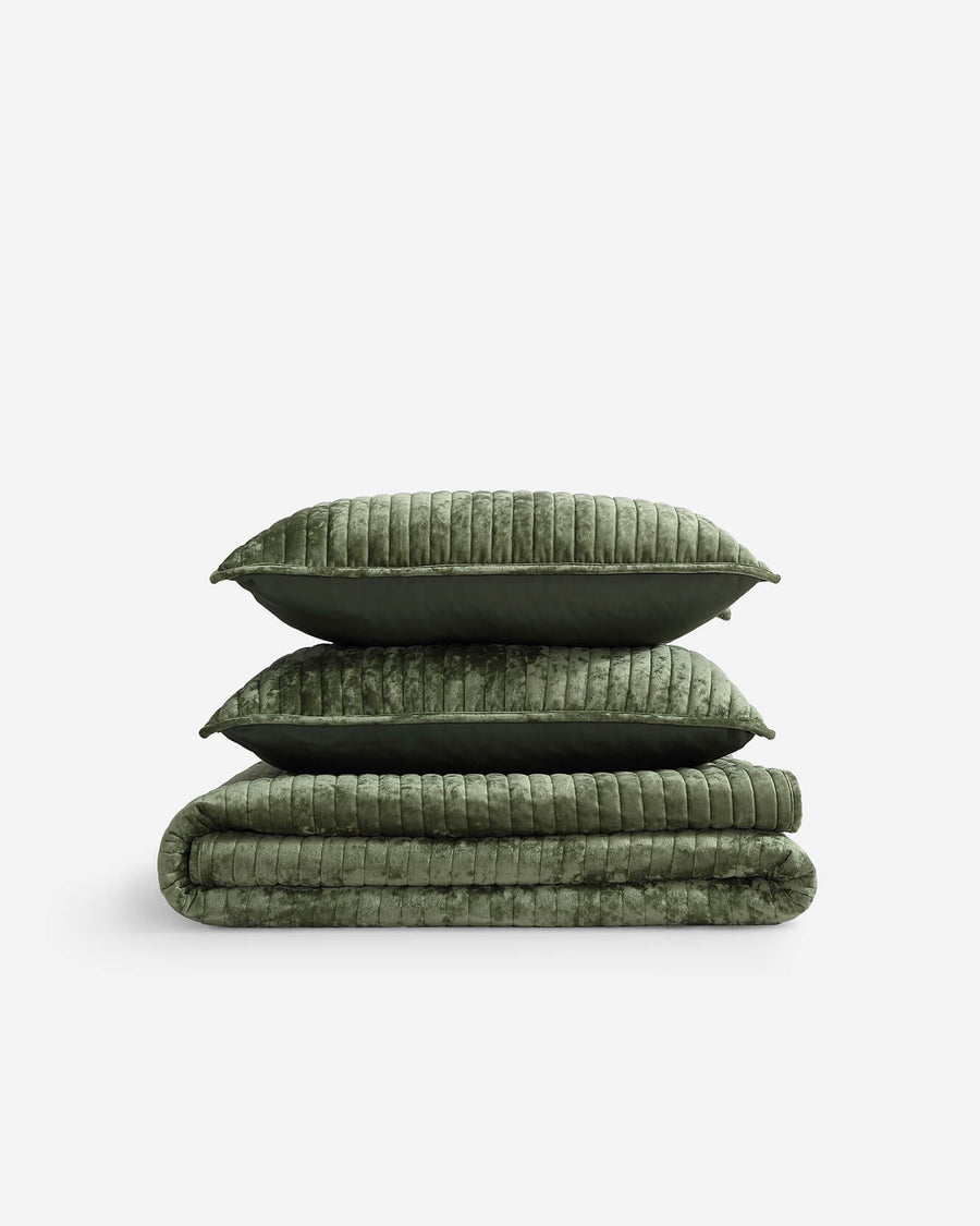 Sunday Citizen Velvet Quilt Bundle Olive Leaf