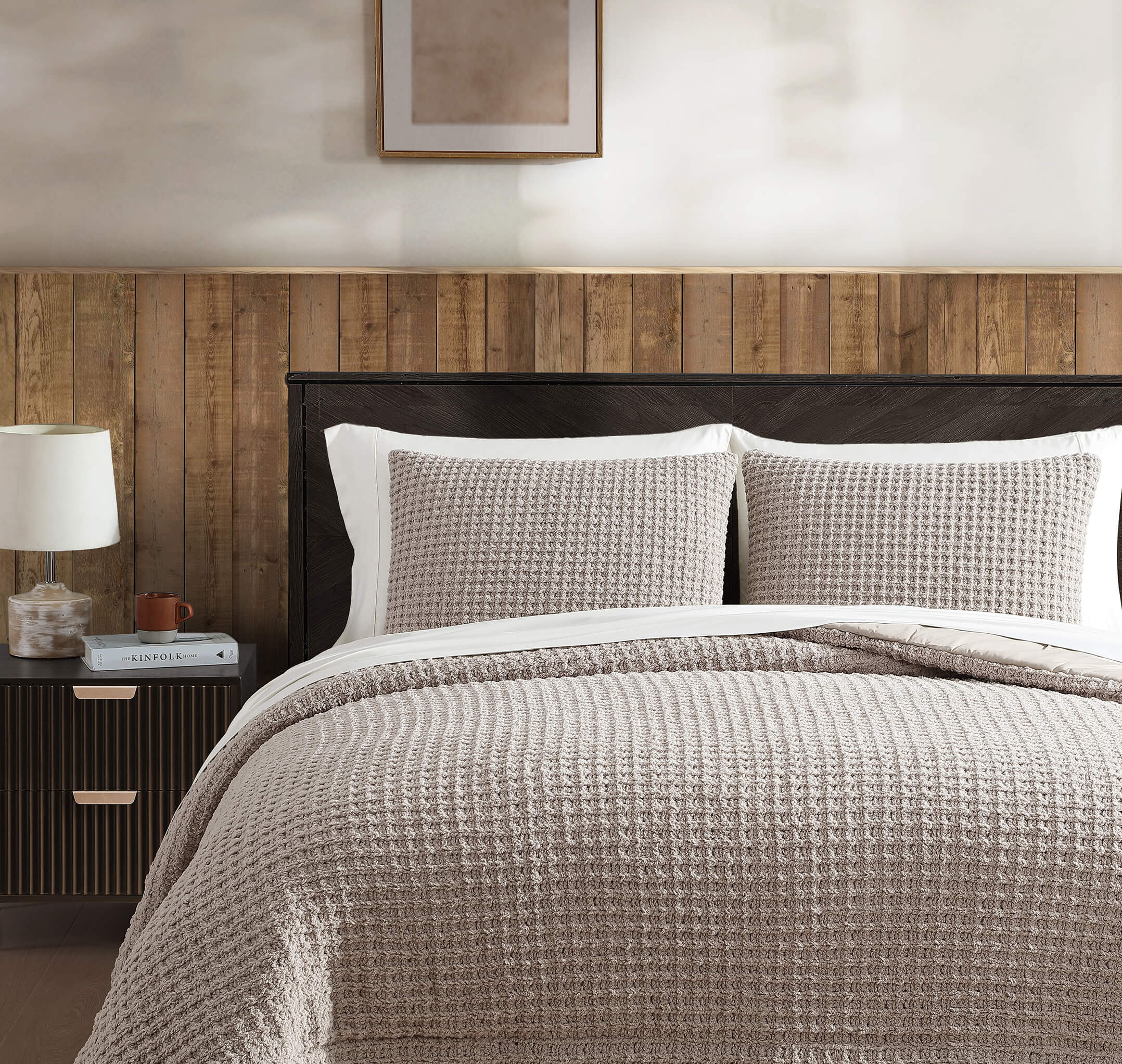 Snug Waffle + Bamboo Sham Set Taupe