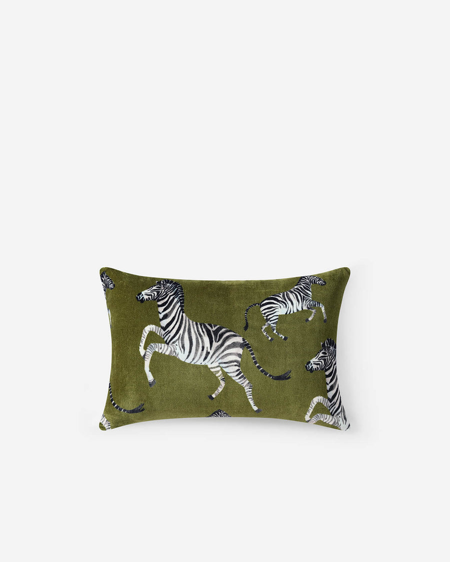 Image of Velvet Watercolor Zebra Small Lumbar Pillow
