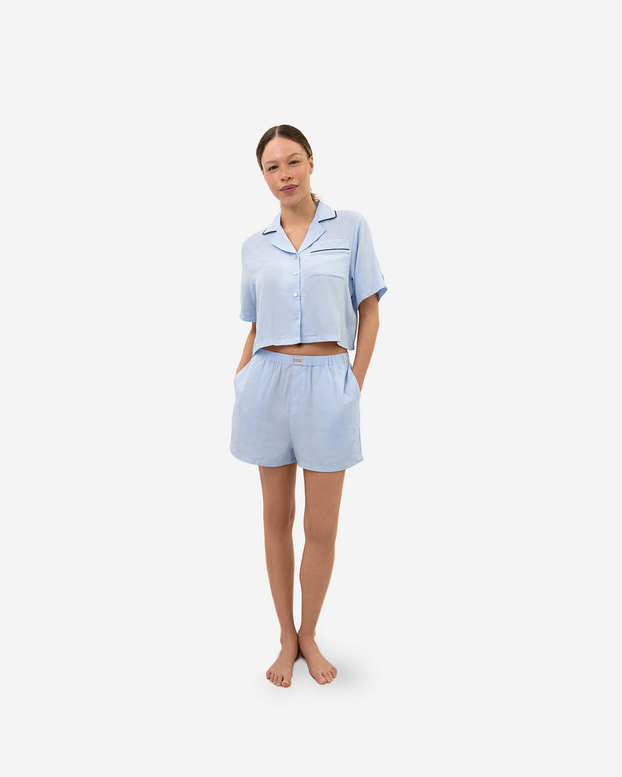 Image of Woven Cotton Short Pajama Set