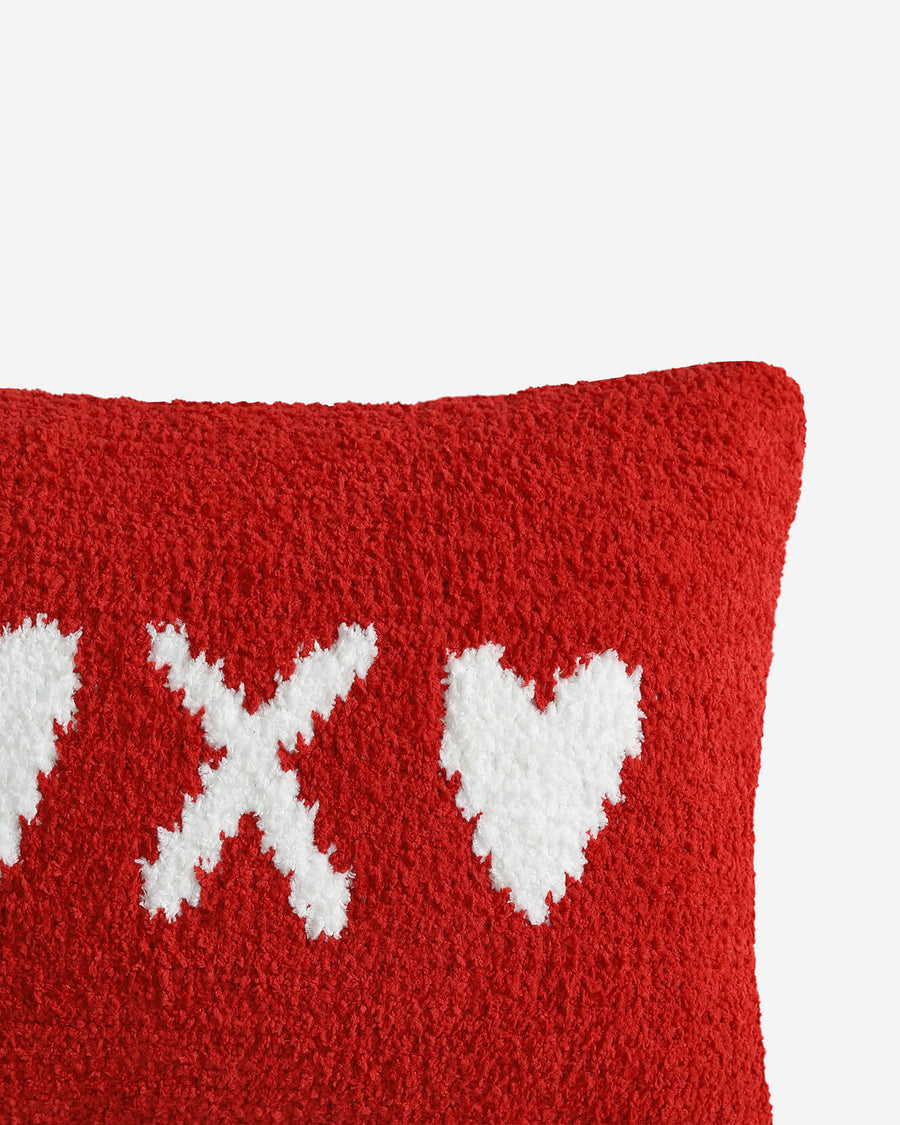 XO Small Lumbar Pillow Off White - Red