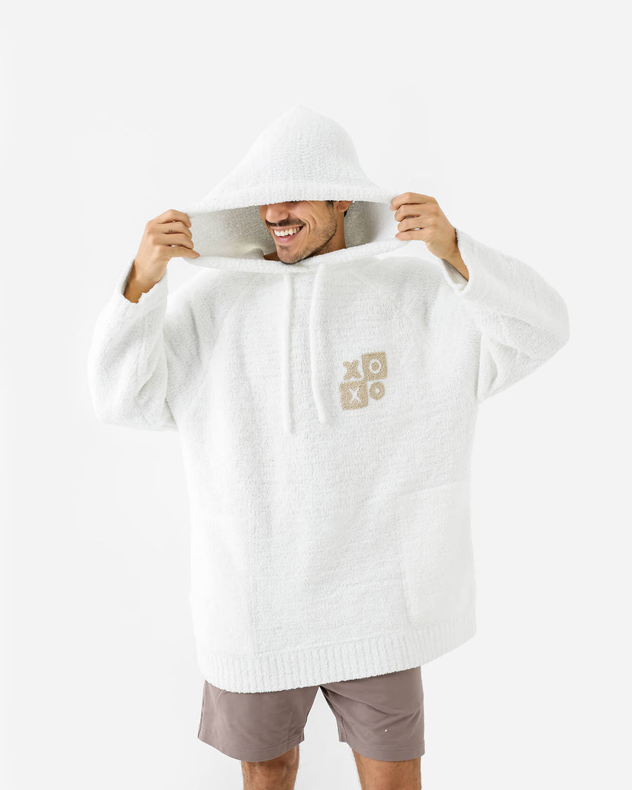 XO Checkerboard Snug Blanket Hoodie Off White - Sahara Tan