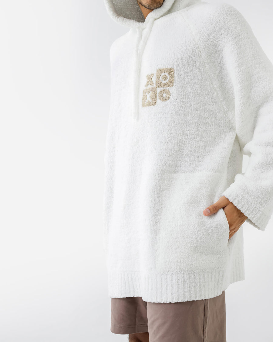 XO Checkerboard Snug Blanket Hoodie Off White - Sahara Tan