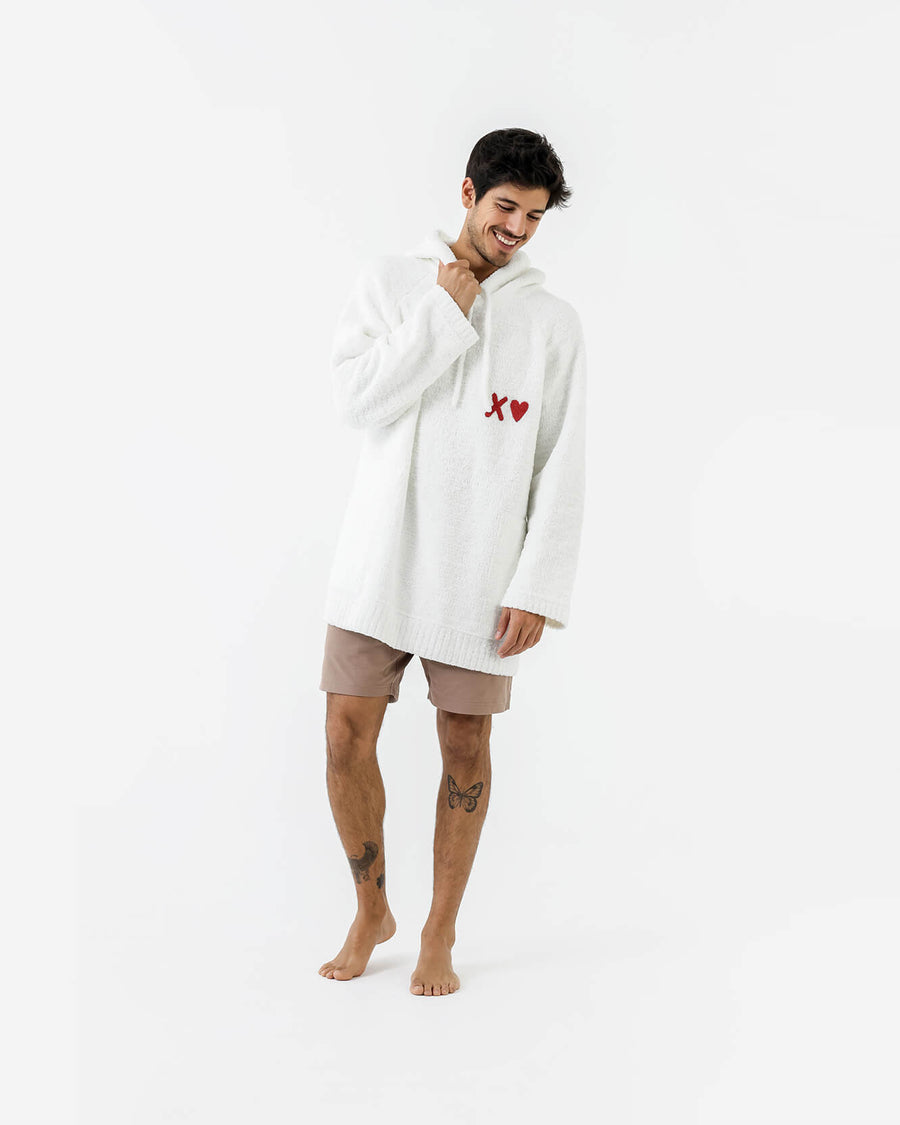 XO Snug Blanket Hoodie Off White - Red