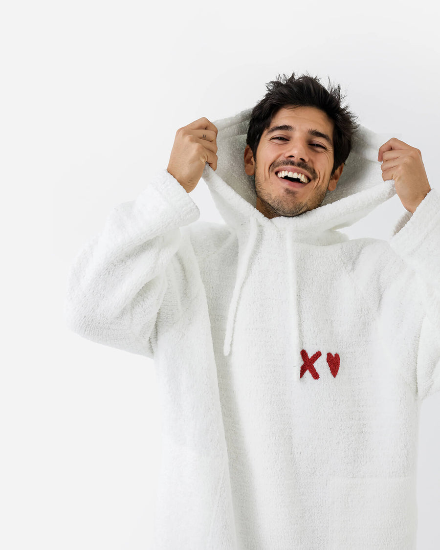 XO Snug Blanket Hoodie Off White - Red