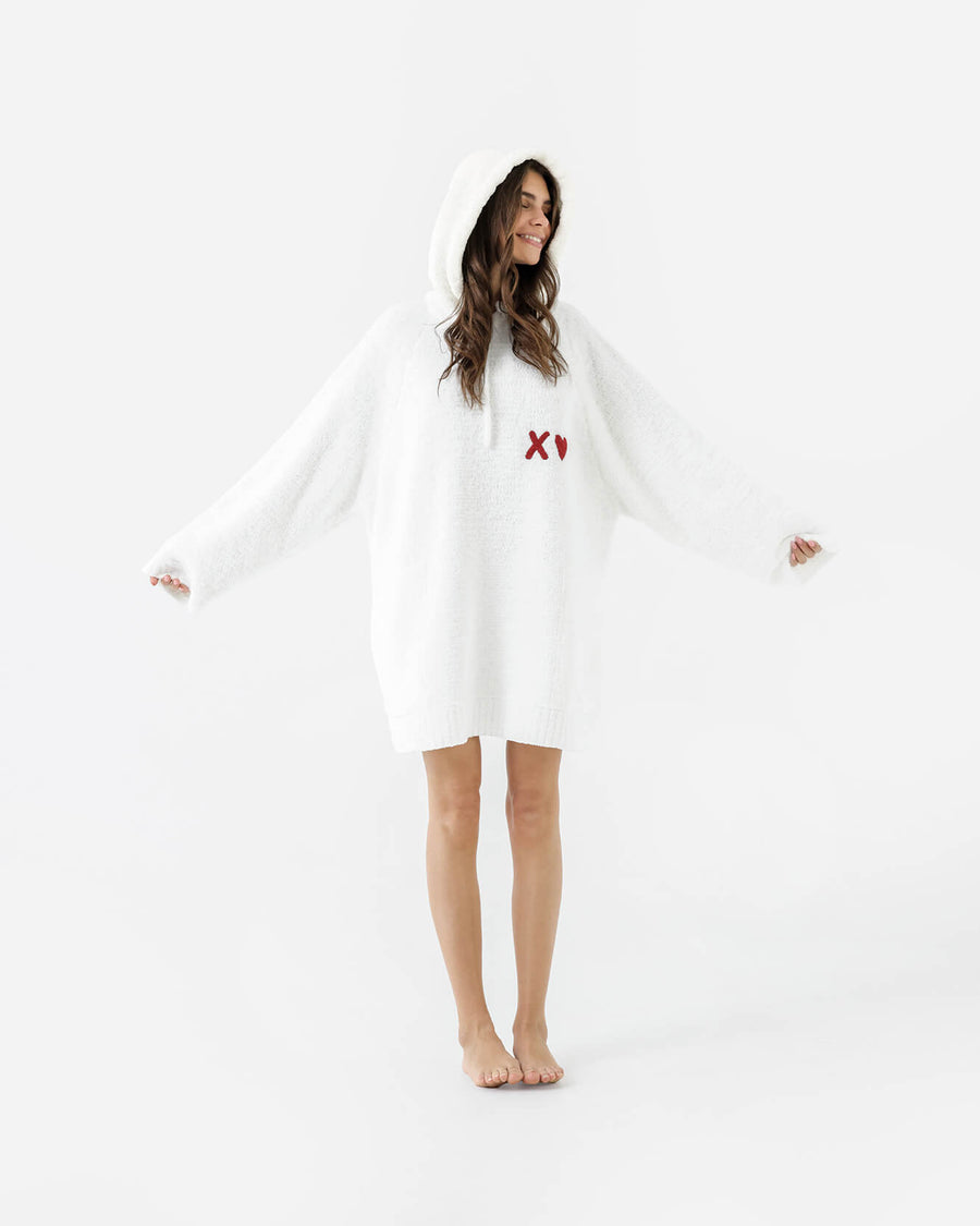 XO Snug Blanket Hoodie Off White - Red