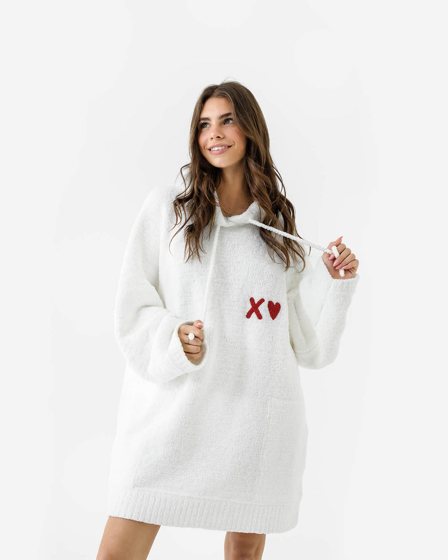 XO Snug Blanket Hoodie Off White - Red