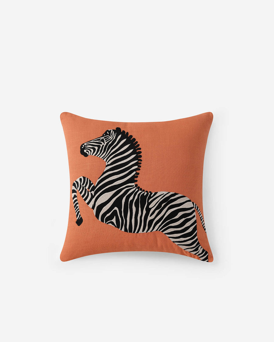 Image of Zebra Embroidered Throw Pillow