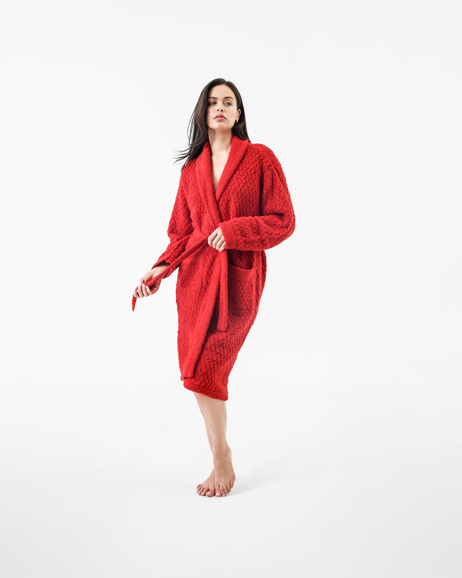 Snug Waffle Robe Rouge