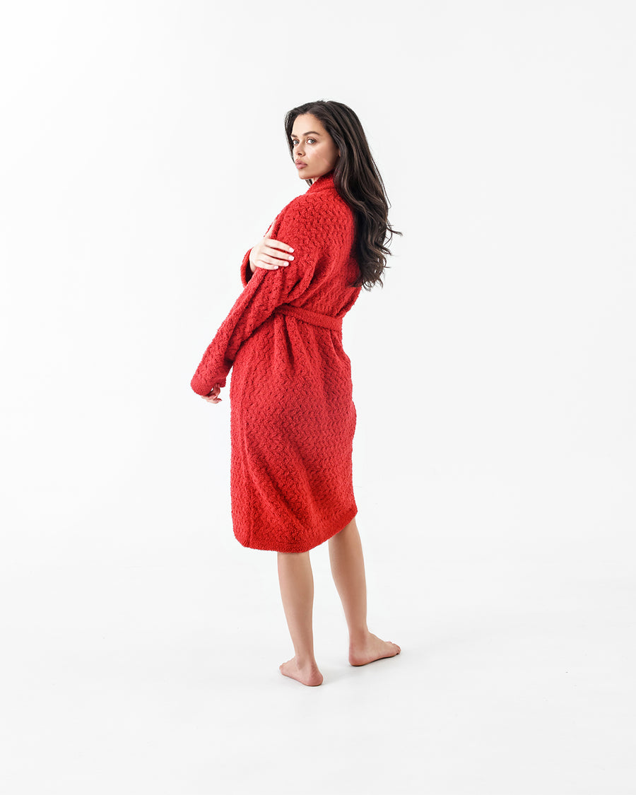 Snug Waffle Robe Rouge