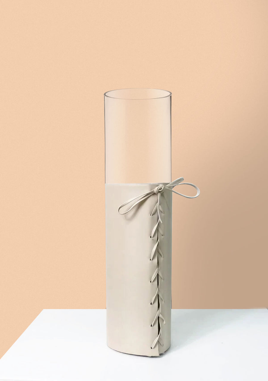 Taupe Abstract Palms Vase