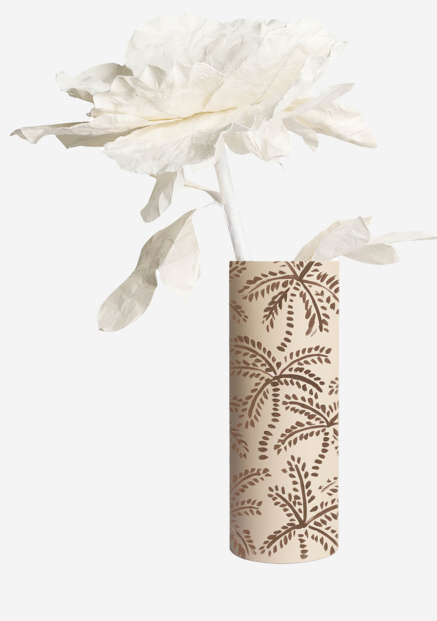 Image of Taupe Abstract Palms Vase