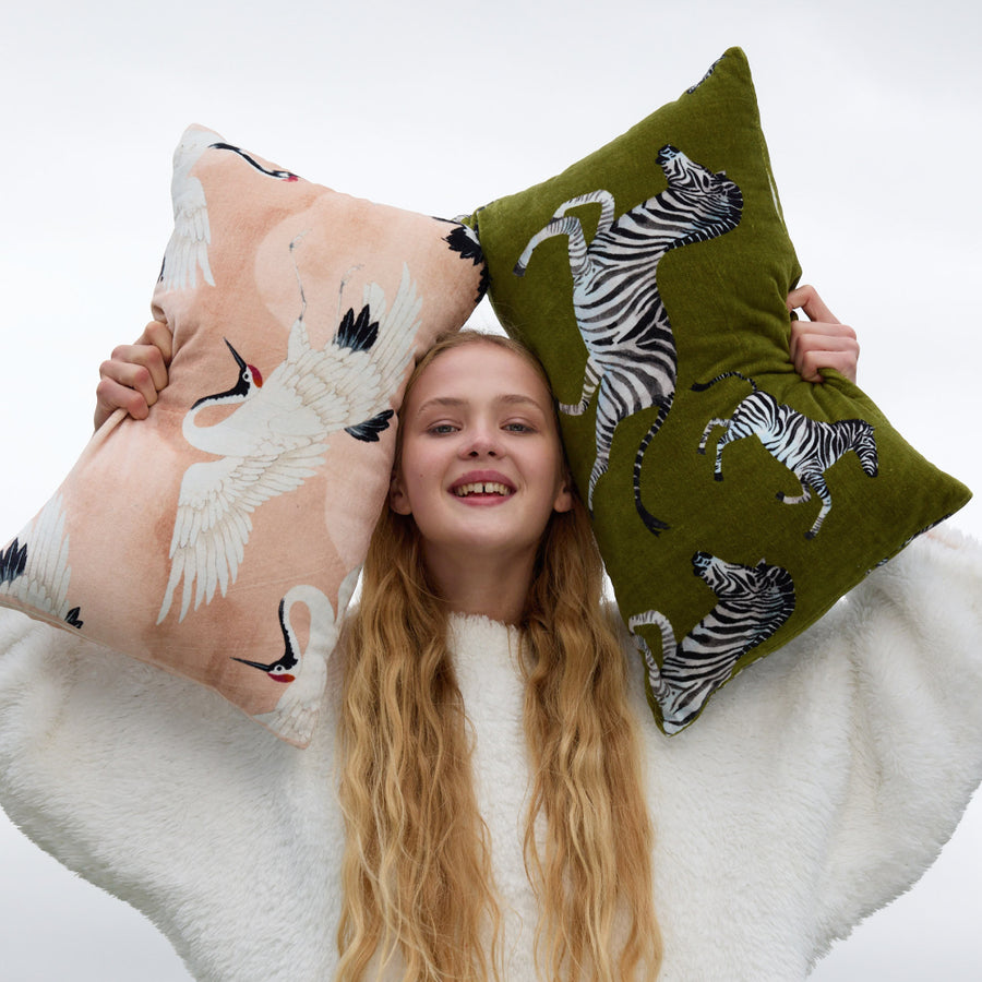 Sunday-Citizen_Watercolor-Zebra-Small-Lumbar-Pillow_ Cardamon Seed