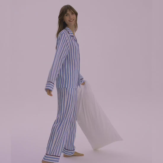 Sunday Citizen Lovely Silky Lyocell Long PJ  White - Endless sky