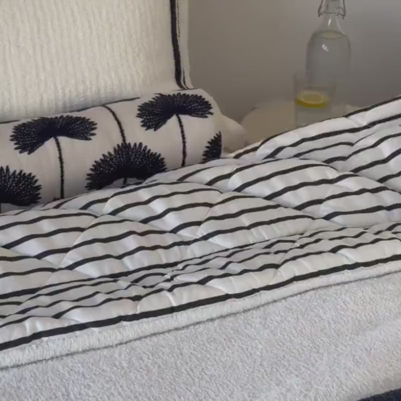 Sunday Citizen Amarena Snug Striped Comforter in Midnight - Off White