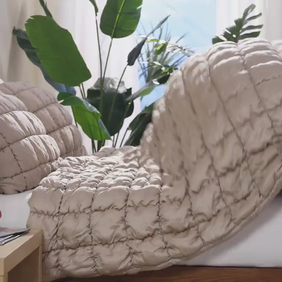 Silky Lyocell Puff Comforter Sandstone Slate Grey  Baritone Blue Clear White  Pearl Gray 