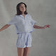 Woven Cotton Short PJ Set Light Blue