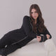 Naked Modal Long PJ Set Black - Ivory Piping