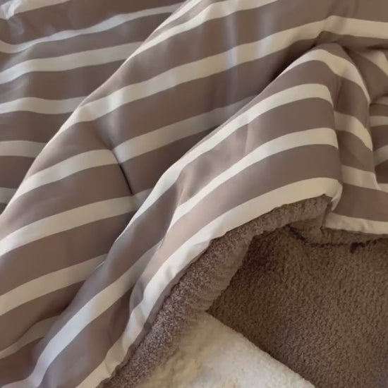 Sunday Citizen Sabbia Snug Striped Sham Set in Taupe - Off White