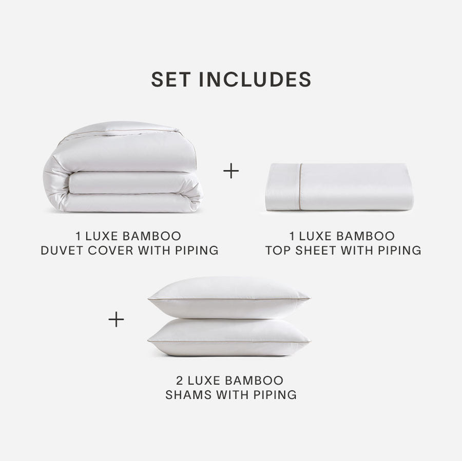 Set includes Bundle Luxe Bamboo White - Taupe