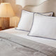 Sunday Citizen Porto Cooling Lumiere Piping Pillowcase in White - Midnight