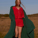 Heavy Snug Throw Knitted Yarn Hunter Green Pomeranian Red