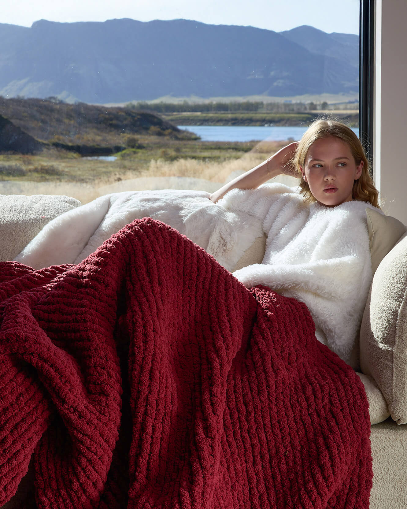 Solid Knit Throw Snug Chunky Knit Throw | Sunday Citizen