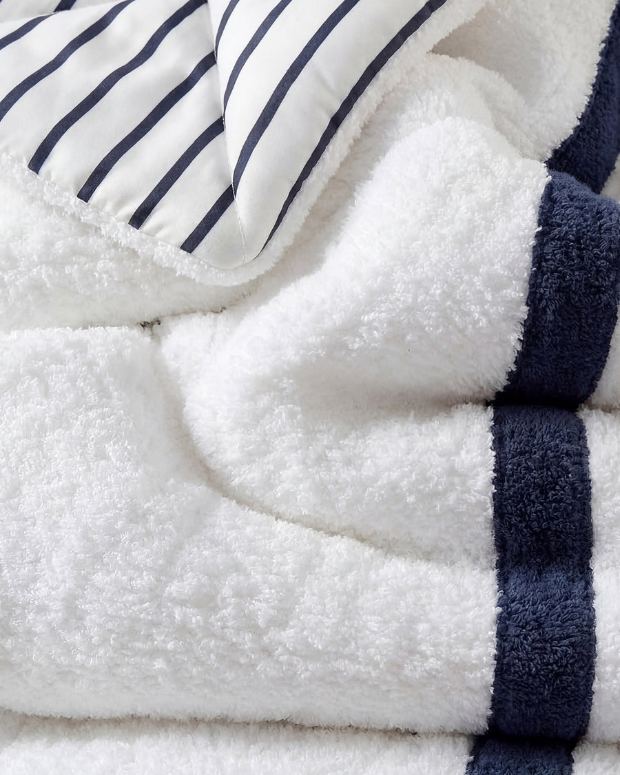 Sunday Citizen Amarena Snug Striped Comforter in Midnight - Off White
