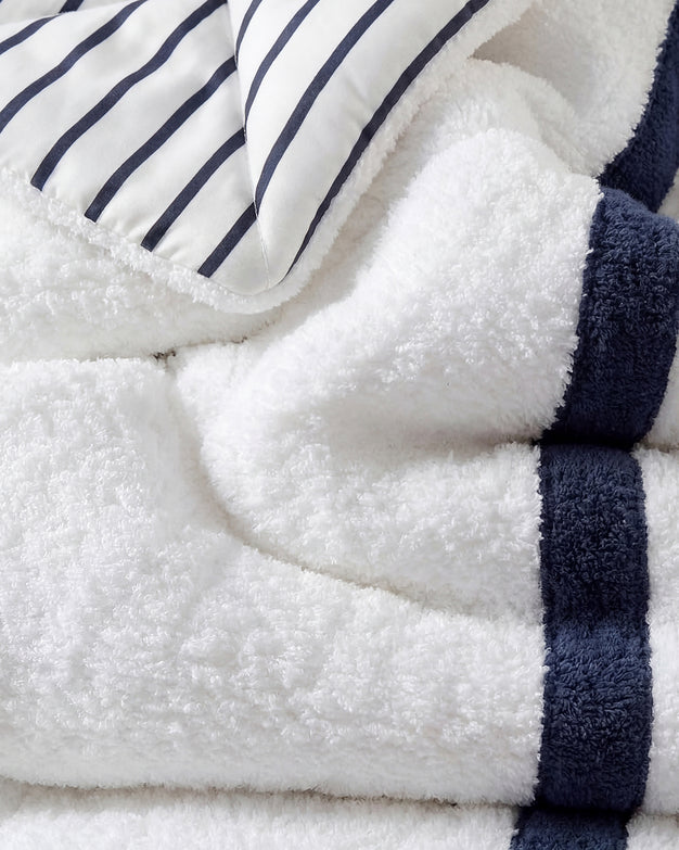 Sunday Citizen Amarena Snug Striped Comforter in Midnight - Off White