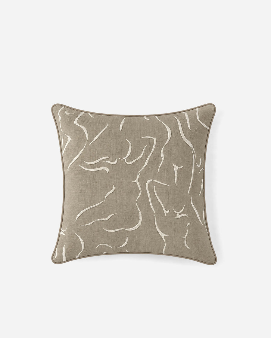 Amour Emb Large Throw Pillow Taupe - Ivory 