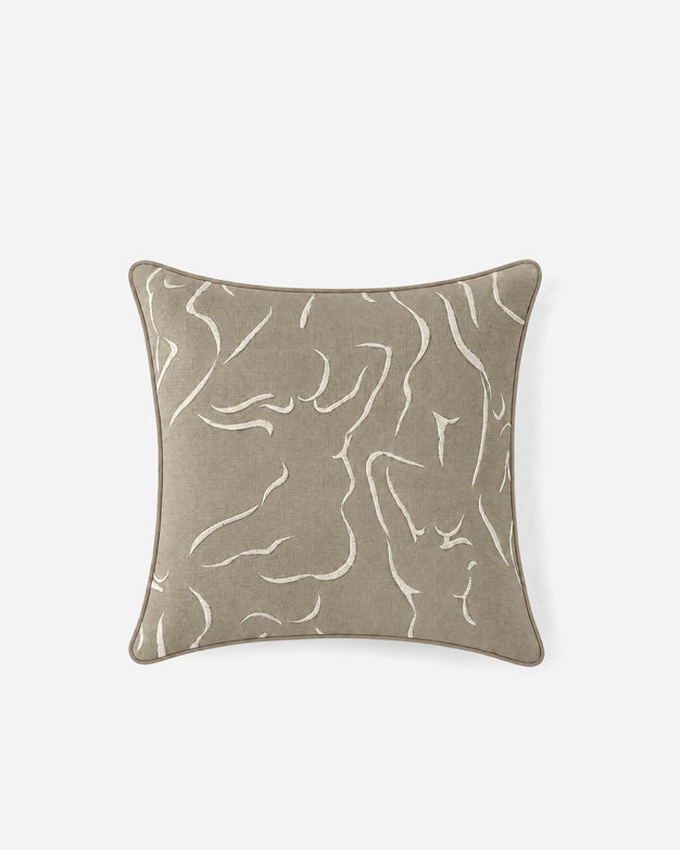 Amour Emb Large Throw Pillow Taupe - Ivory 
