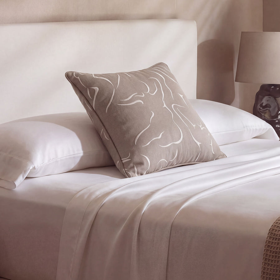 Amour Emb Large Throw Pillow Taupe - Ivory 