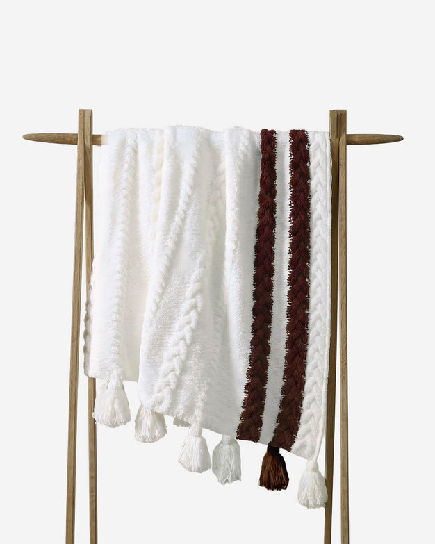 Sunday Citizen Braided Snug two tones Lite Throw in White - Fig