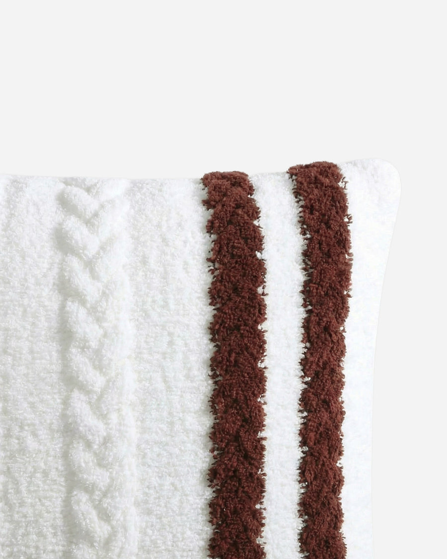Sunday Citizen Braided Snug two tones Lite Throw Pillow in White - Fig close-up of soft fabric texture