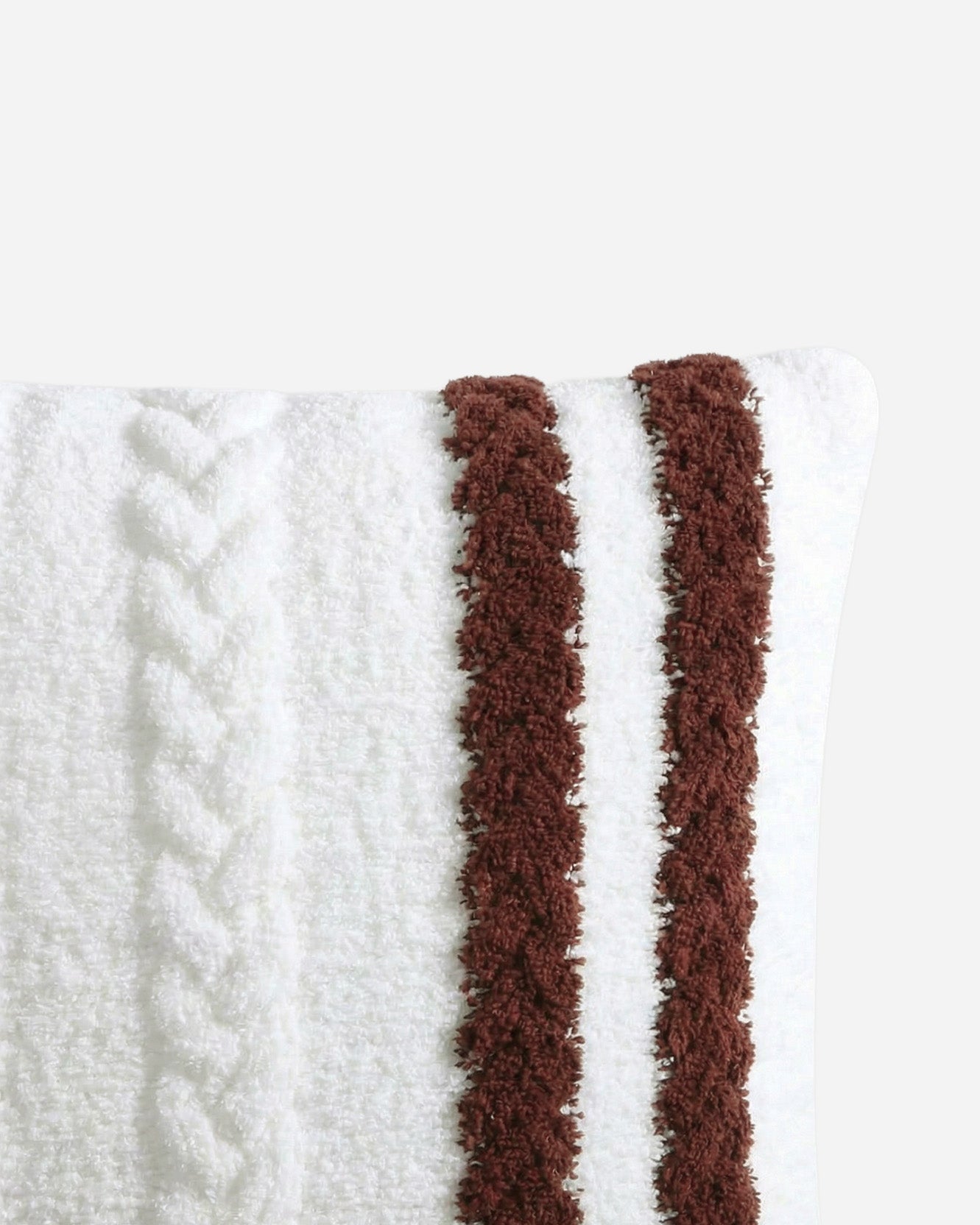Sunday Citizen Braided Snug two tones Lite Throw Pillow in White - Fig close-up of soft fabric texture
