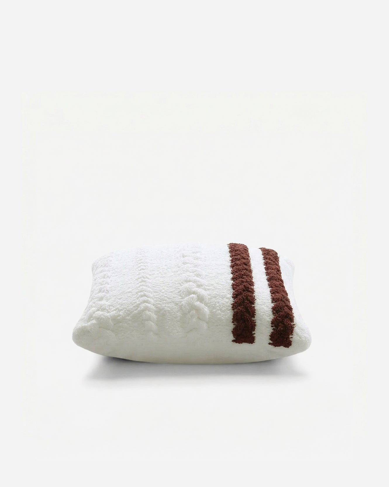 Sunday Citizen Braided Snug two tones Lite Throw Pillow in White - Fig close-up of soft fabric texture