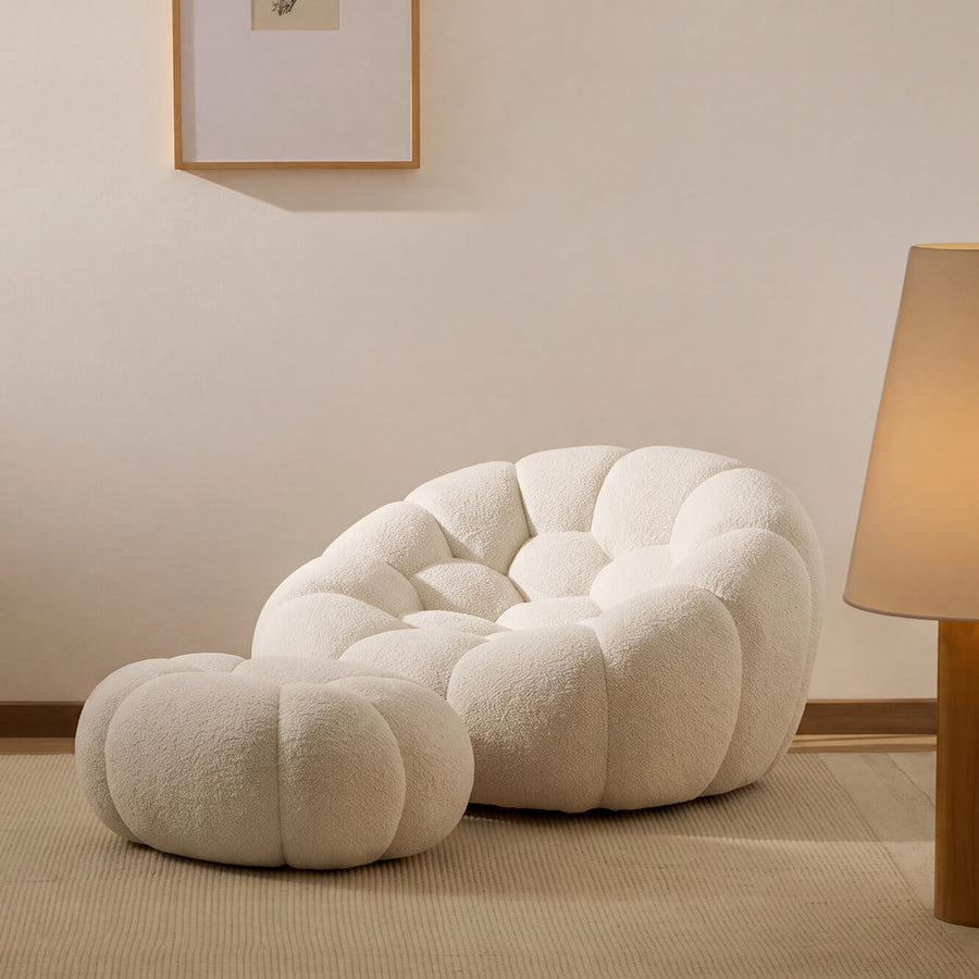 Ciel Chair Ottoman Set Beige