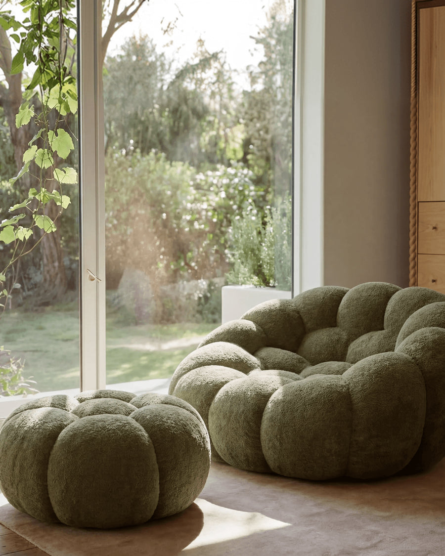 Ciel Chair Ottoman Set  Pine Green
