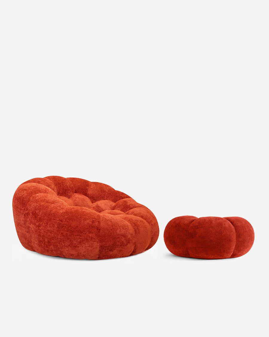 Ciel Chair Ottoman Set Red