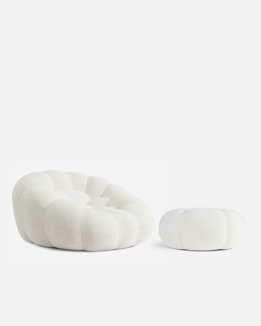 Ciel Chair Ottoman Set Beige