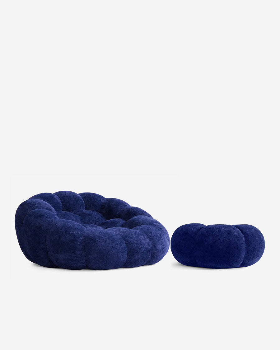 Ciel Chair Ottoman Set Dark Blue